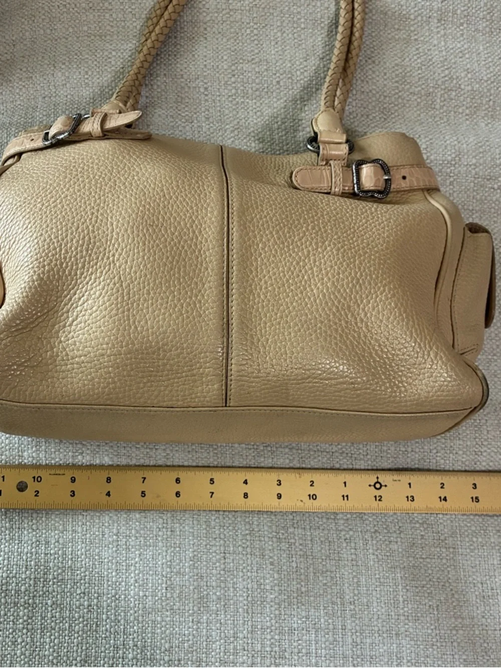 VINTAGE BRIGHTON
BEIGE PEBBLED LEATHER HANDBAG - Picture 8 of 14